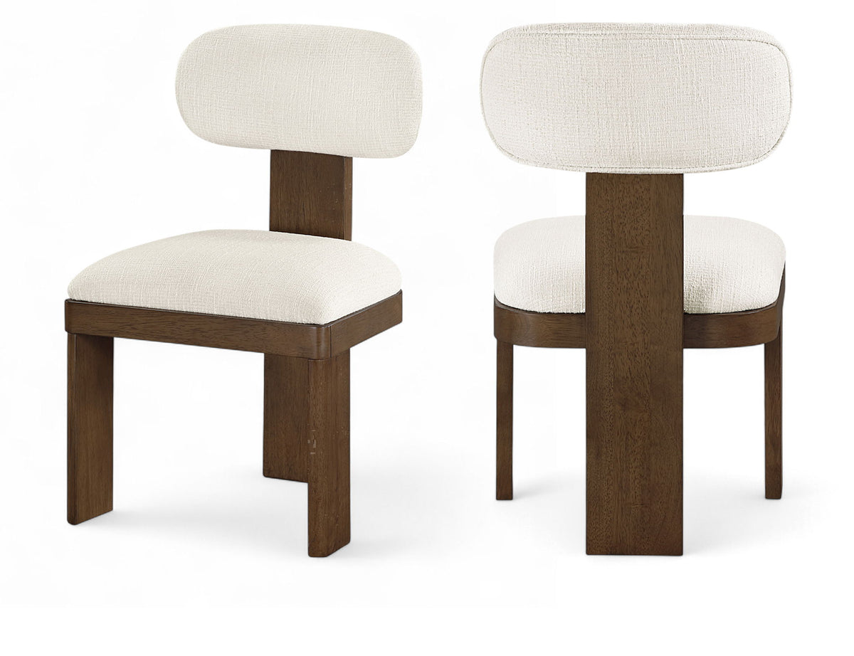 Timbra - Linen Textured Fabric Upholstered Dining Chair (Set of 2) - Walnut Base