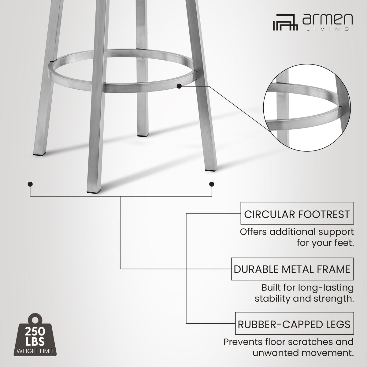 Lorin - Stainless Steel Swivel Bar Stool