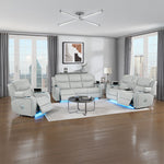 Elonzo - Power Motion Recliner With LED, Power Headrest & Speaker - Light Gray