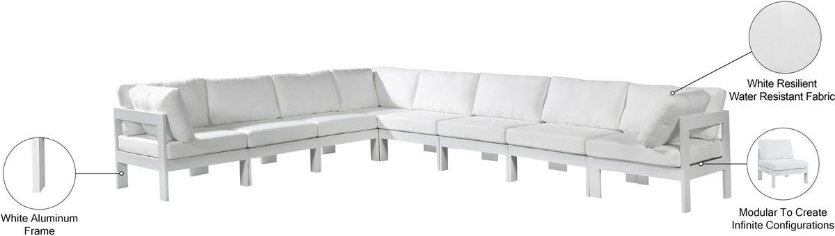 Nizuc - Outdoor Patio 8 Piece Modular Sectional With White Frame