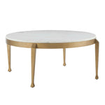 Tylan - Round Marble Coffee Table - Brass / White
