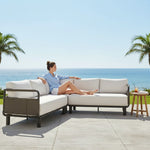 Brampton - 93" Metal Outdoor Sectional With Cushions - Gray / Off White