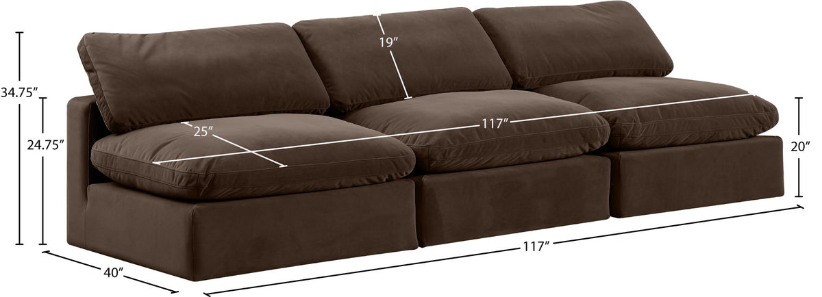 Comfy - Velvet Modular Armless Sofa 3 Seats