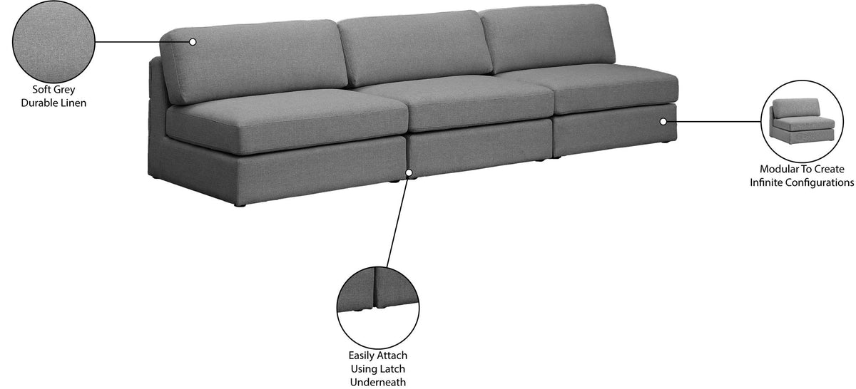 Beckham - Modular 3 Seat Armless Sofa