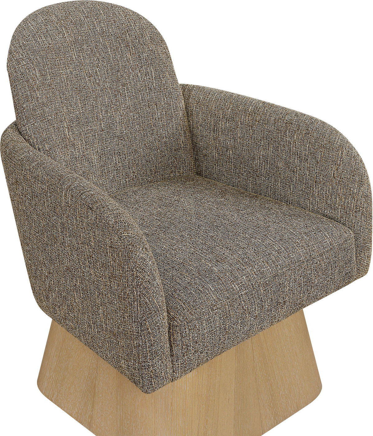 Marlowe - Linen Textured Fabric Upholstered Swivel Accent Chair - Stained Natural