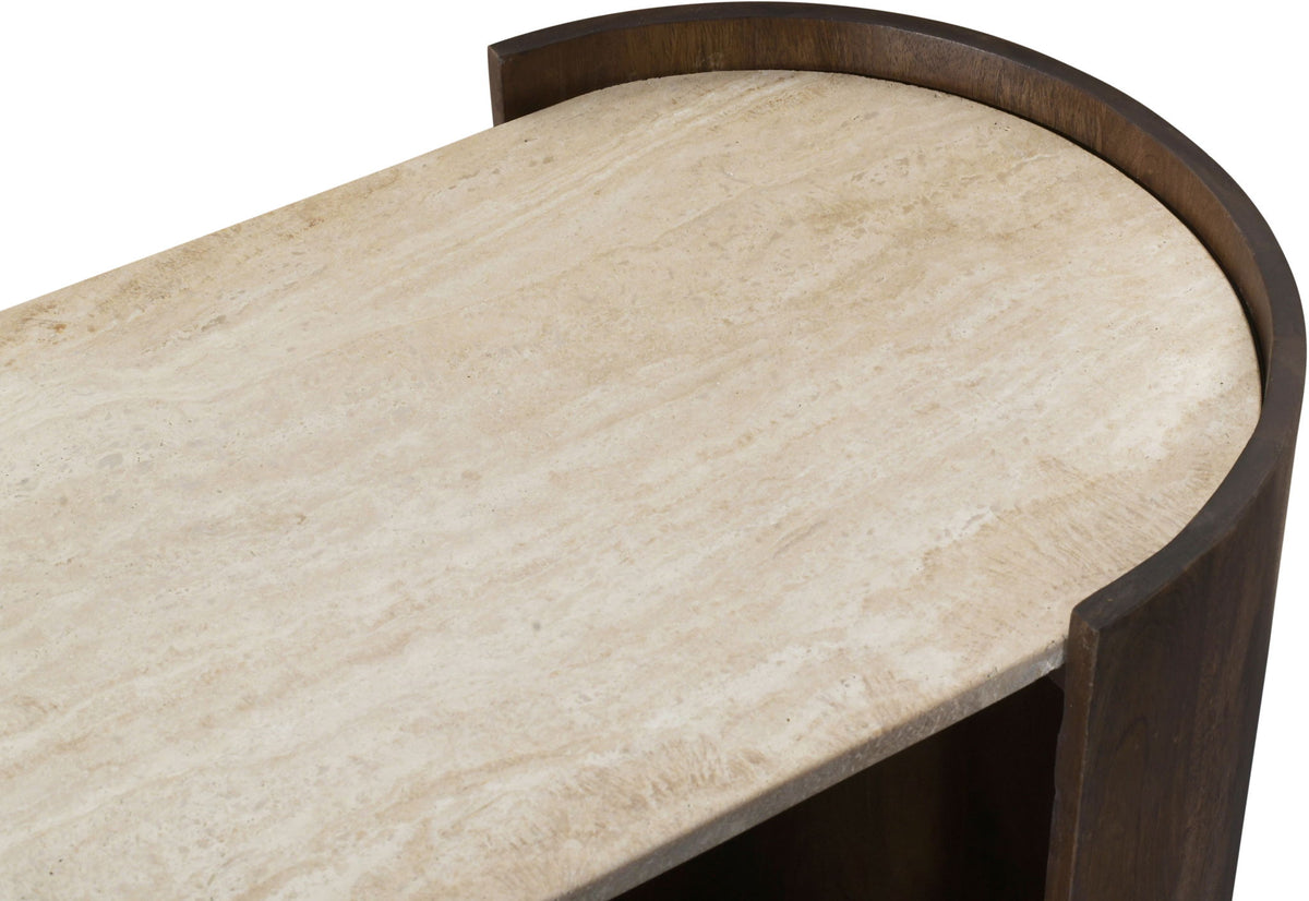 Solstice - Travertine And Mango Wood Table