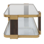 Ryles - Glass Coffee Table - Brass / Brown / Woodtone