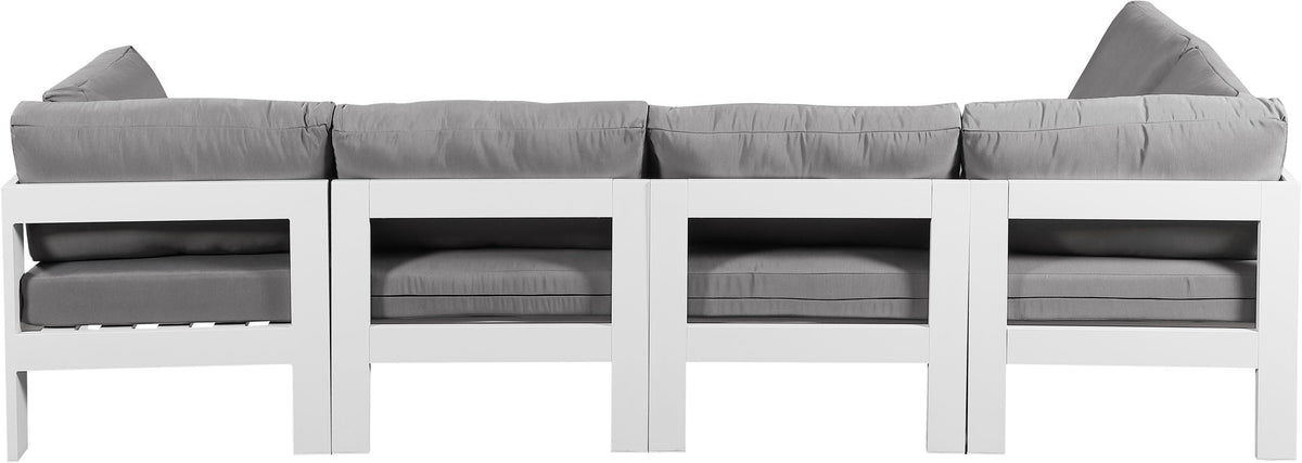 Nizuc - Outdoor Patio 5 Piece Modular Sectional With White Frame