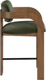 Cedra - Velvet Performance Fabric Upholstered Counter Stool - Brown Frame