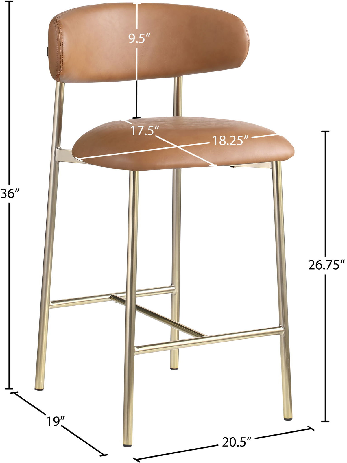 Lupita - Counter Stool With Brushed Gold Frame (Set of 2)
