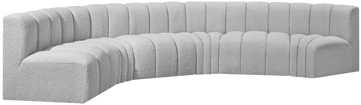 Arc - Boucle Fabric 6 Piece U-Shaped Modular Sofa