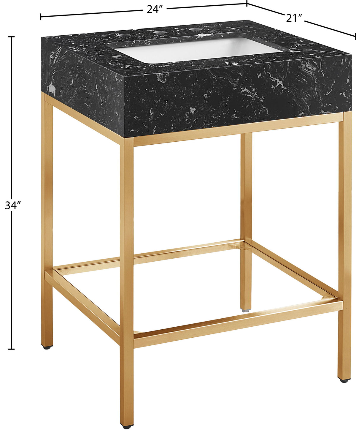 Marmo - Engineered Marble Bathroom Vanity With Gold Base