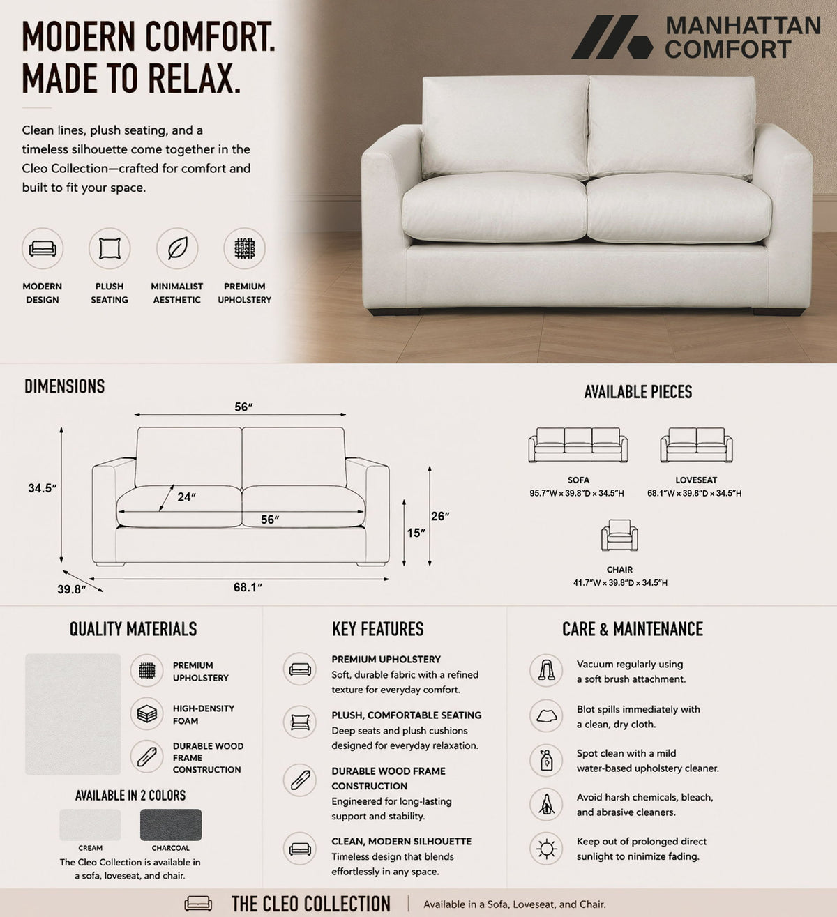 Manhattan Cleo - Upholstered Loveseat