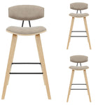 Fox - Bar Height Curved Back Wood Bar Stool With Faux Leather Seat