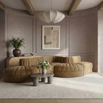 Rummi - Rounded Velvet Performance Fabric Upholstered 5 Piece Modular Sectional