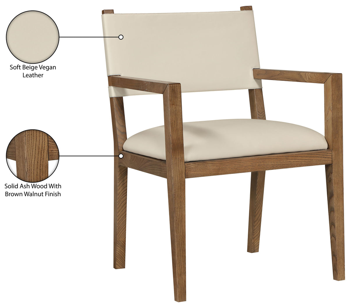 Avon - Vegan Leather Dining Arm Chair
