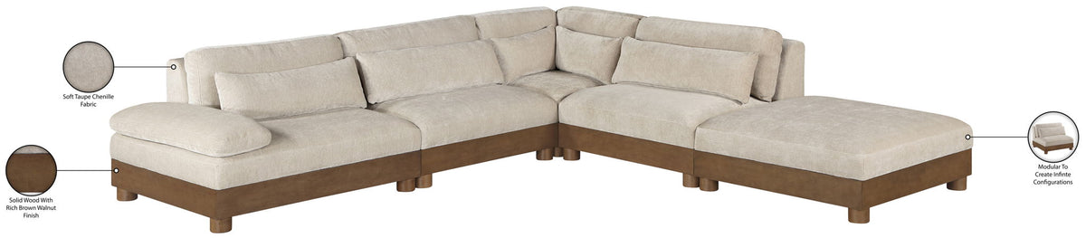 Turin - Chenille Fabric Upholstered Modular Sectional - Taupe