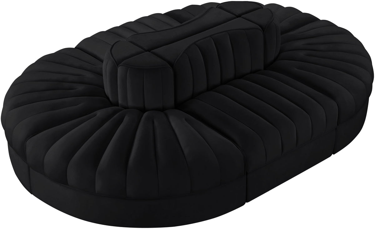 Rummi - Oval Velvet Performance Fabric Upholstered 6 Piece Modular Sectional