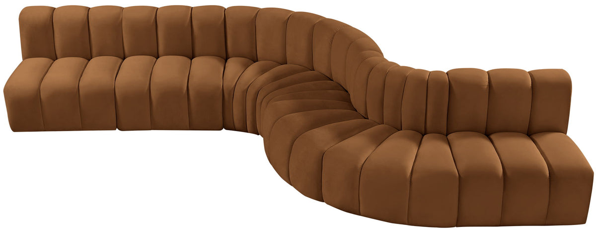 Arc - Velvet 7 Piece Modular Sofa - Saddle