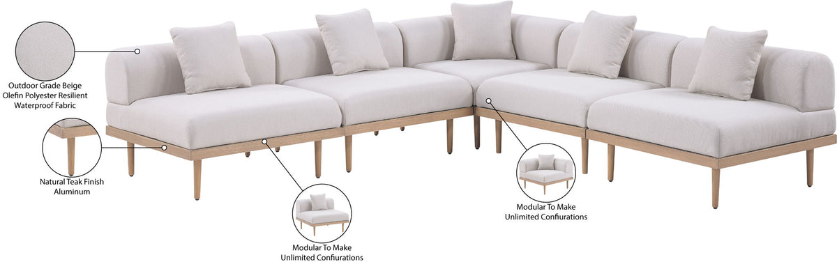 Laguna - 5 Piece 106.5" Upholstered Outdoor Patio Modular Sectional