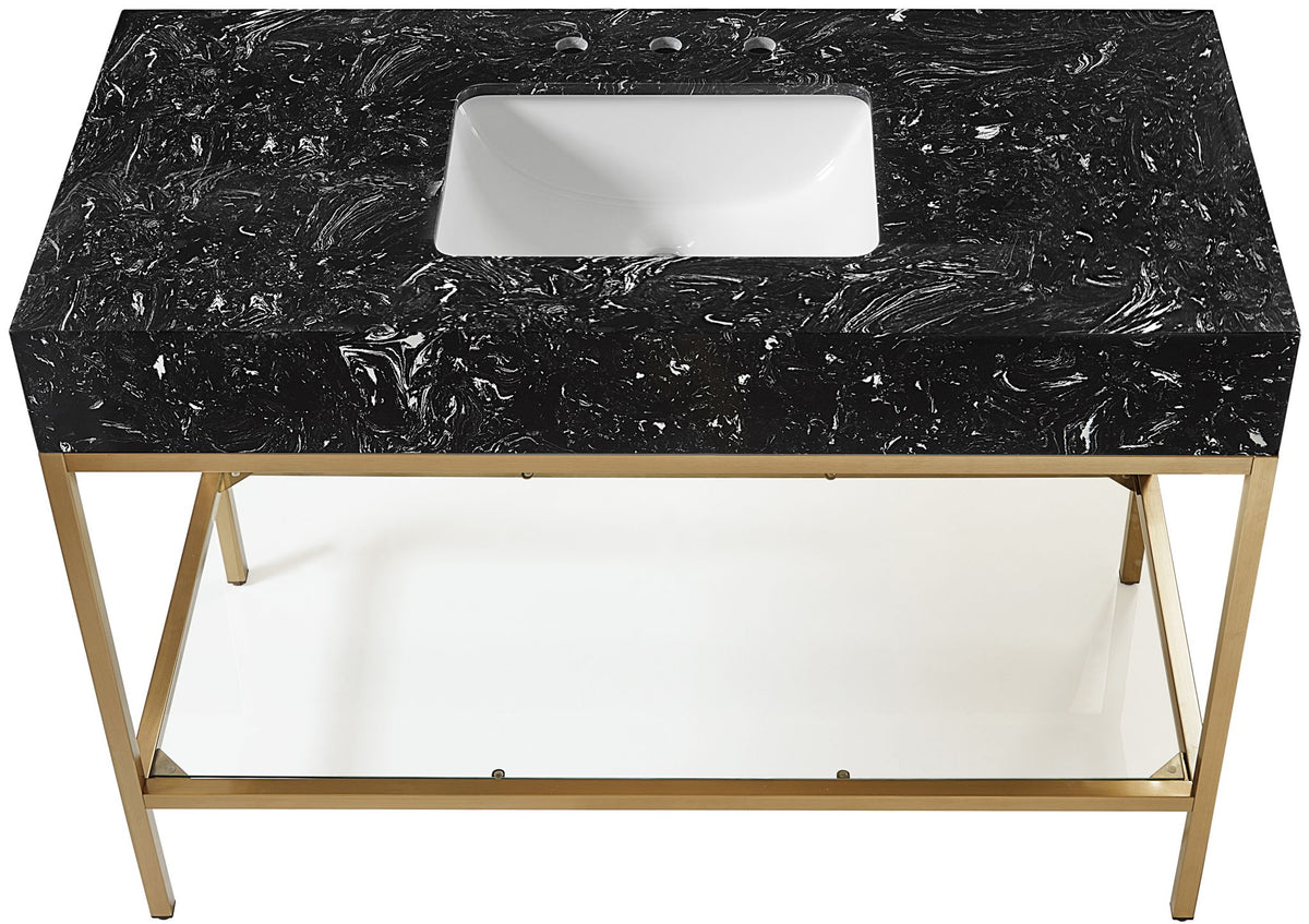 Marmo - Engineered Marble Bathroom Vanity With Gold Base