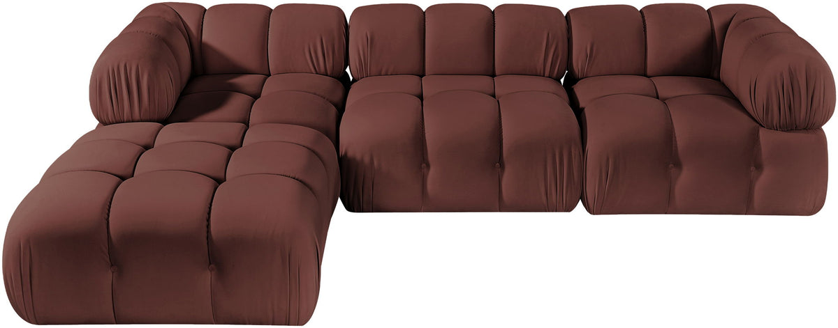 Orin - Velvet 4 Piece Modular Sectional With Chaise
