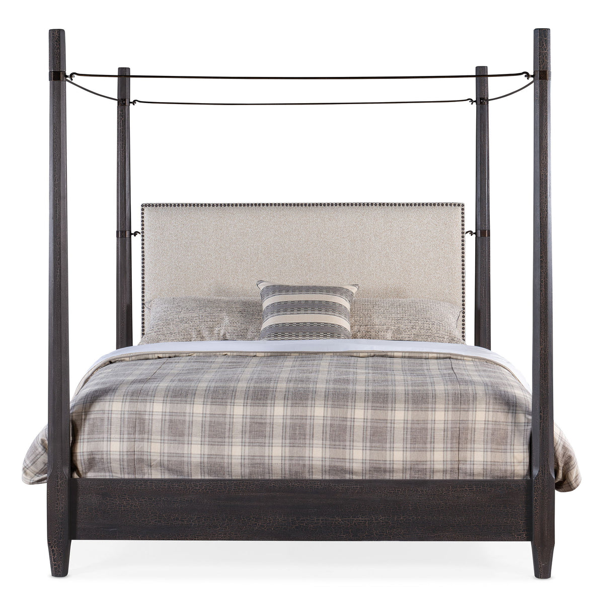 Big Sky - King Poster Bed With Canopy - Black / Dark Brown