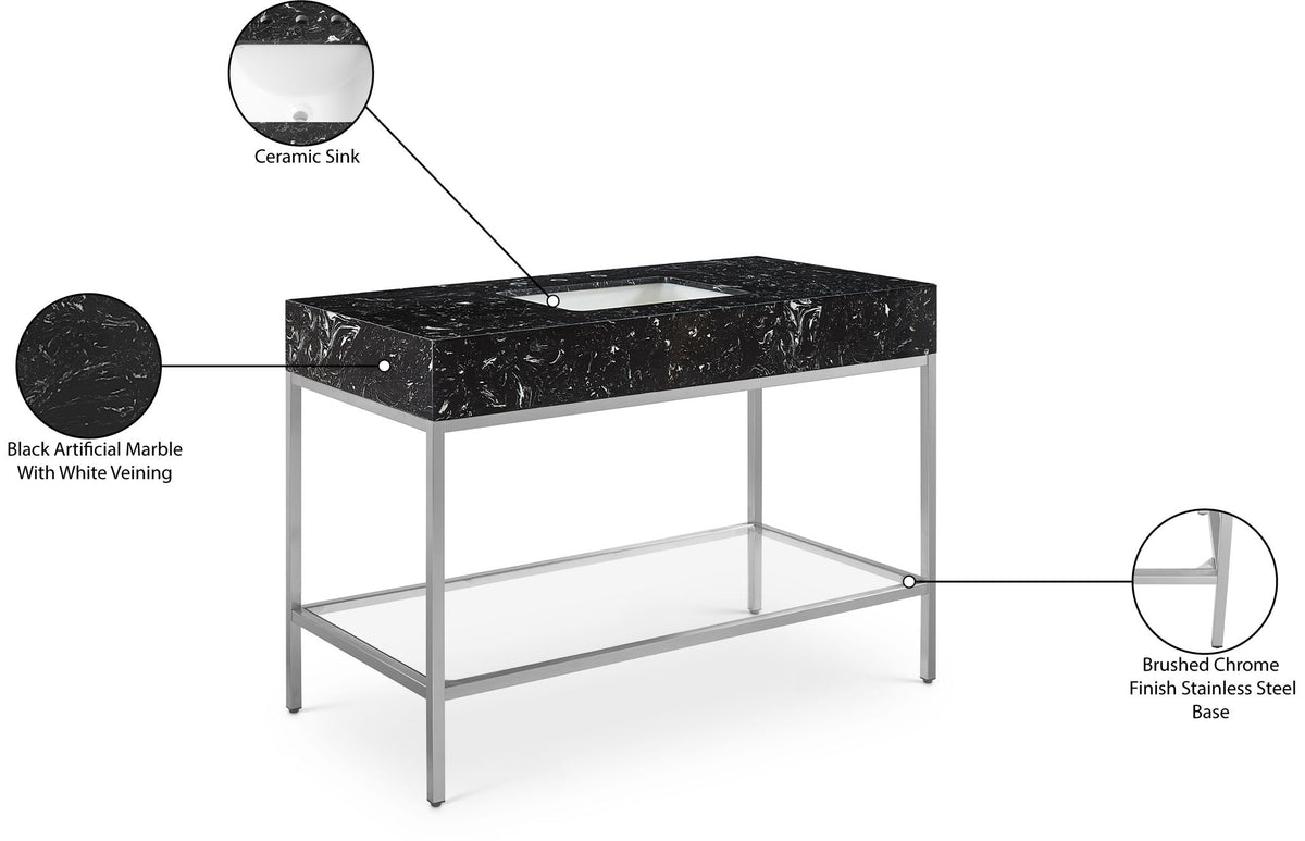 Marmo - Engineered Marble Bathroom Vanity With Chrome Base