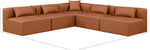 Cube - 5 Piece Modular Corner Armless Sectional - Cognac