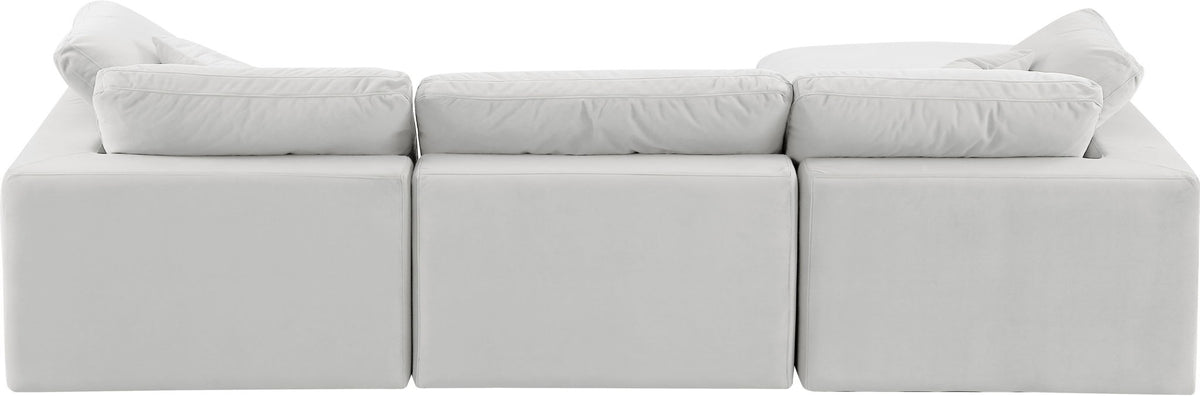 Comfy - 4 Piece Velvet Modular Sectional With Chaise - White
