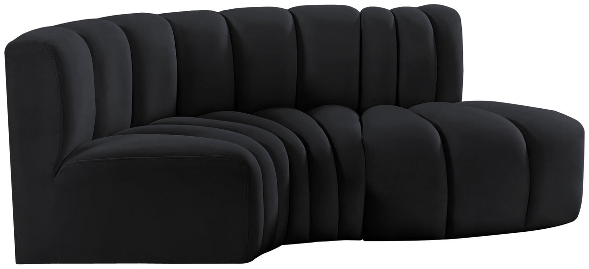 Arc - Velvet 3 Piece Modular L-Shaped Sofa