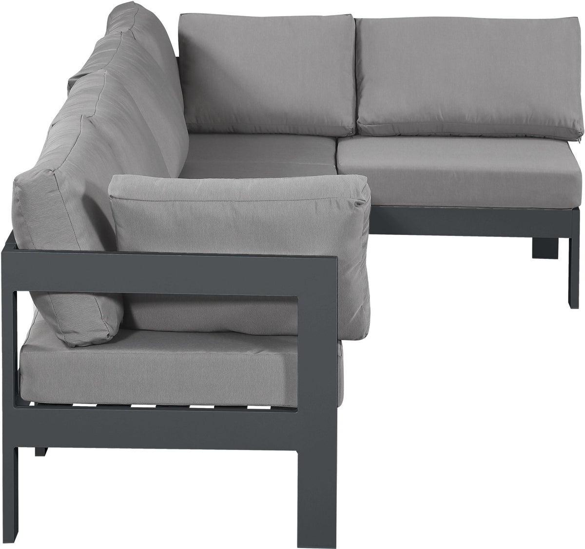 Nizuc - Outdoor Patio 5 Piece Modular Sectional With Gray Frame