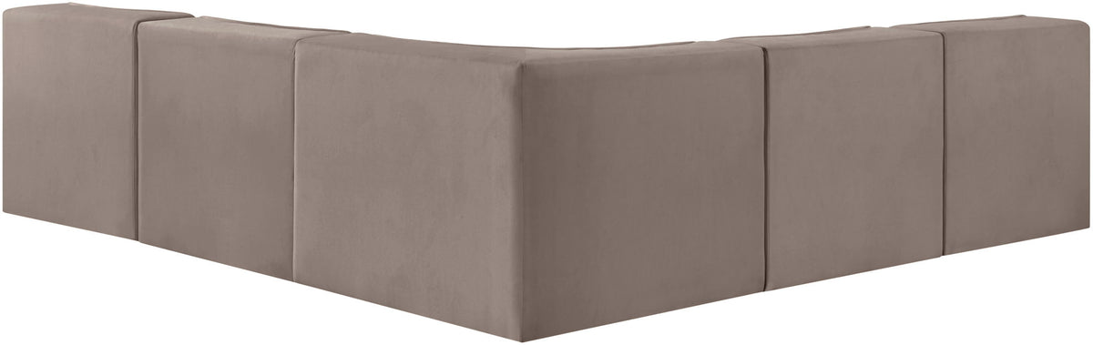 Rummi - Armless Velvet Performance Fabric Upholstered 5 Piece Modular Sectional