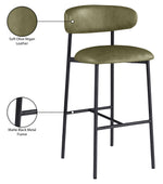 Lupita - Vegan Leather Upholstered Bar Stool With Matte Black Frame (Set of 2)