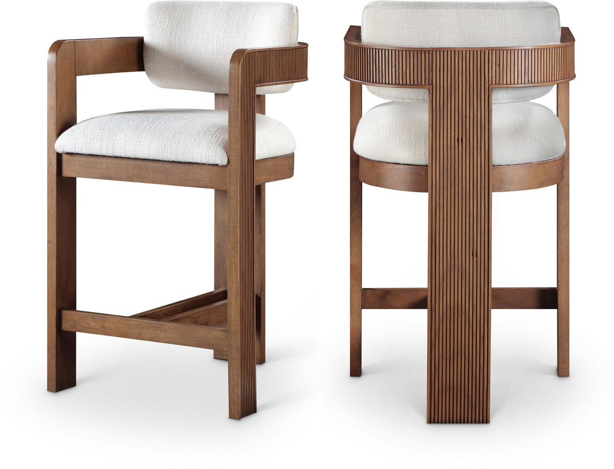 Sacha - Linen Stool With Brown Base