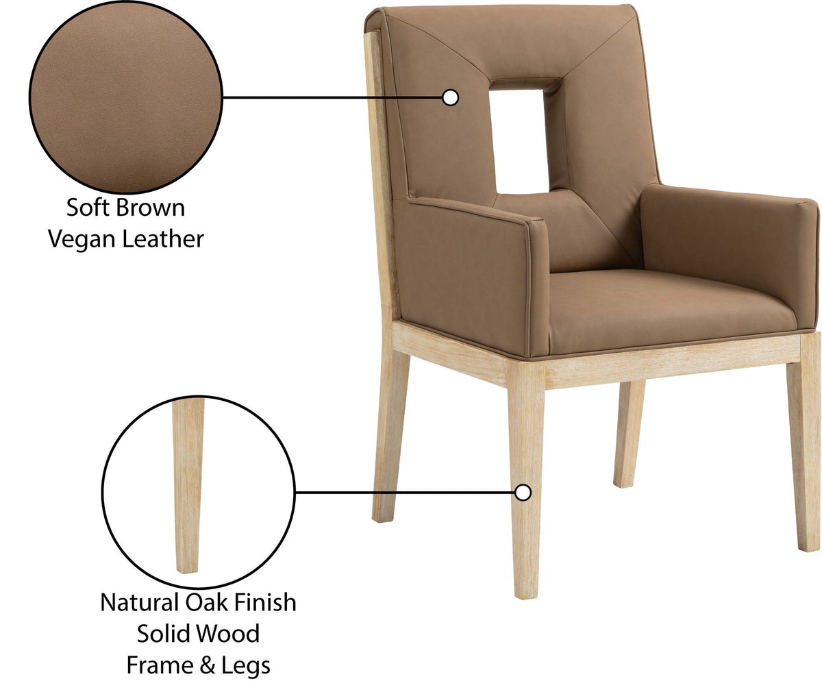 Gwendolyn - Faux Leather Dining Arm Chair With Natural Frame