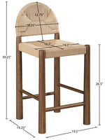 Bohemia - Woven Seagrass Cord And Solid Wood Counter Stool - Beige