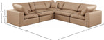 Comfy - 5 Piece Faux Leather Modular Corner Sectional - Tan