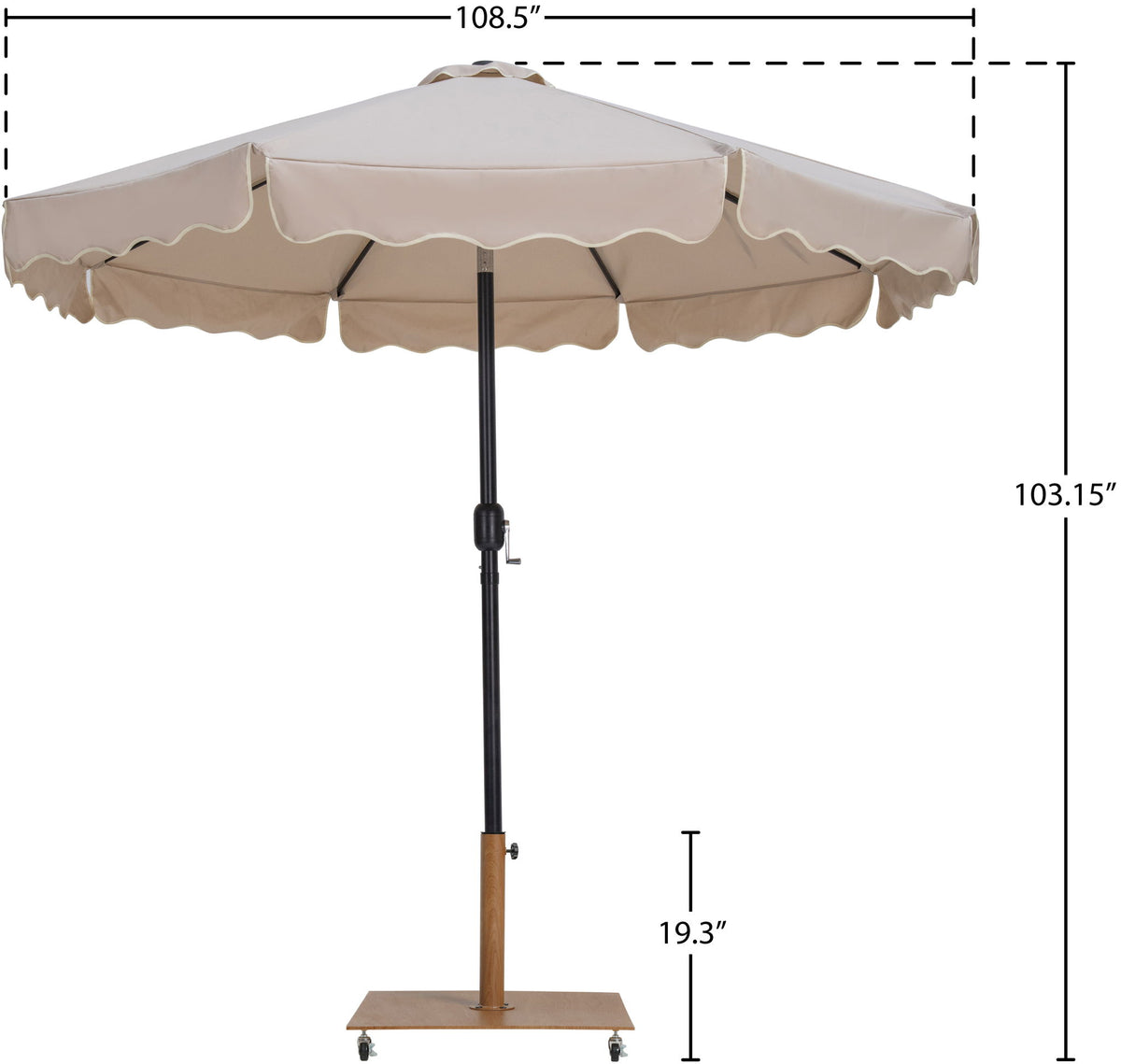 Amalfi - Aluminum Patio Umbrella - Light Brown Base / Black Pole