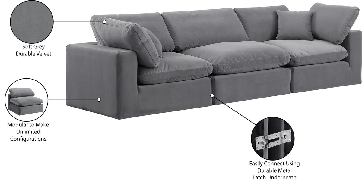Comfy - Velvet Modular Sofa 3 Seats