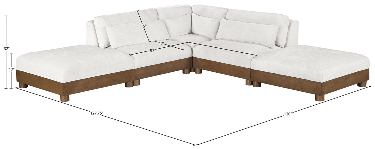 Turin - Chenille Fabric Upholstered Modular Sectional - Cream