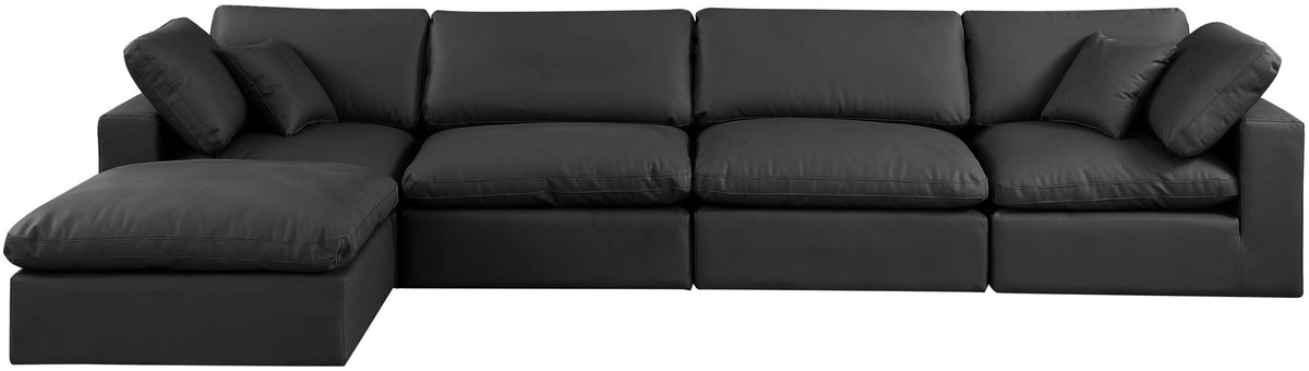 Comfy - 5 Piece Faux Leather Modular Sectional With Chaise