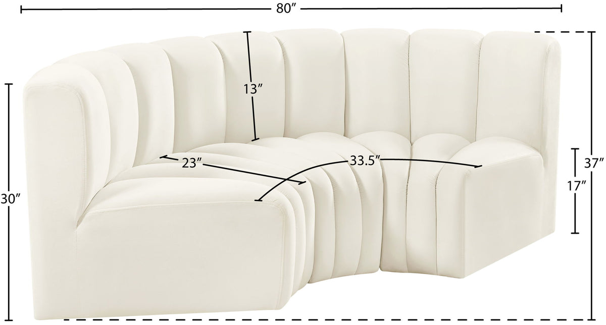 Arc - Velvet 3 Piece Modular U-Shaped Sofa