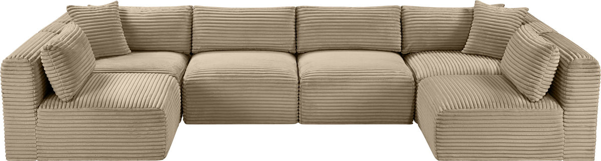 Shaggy - Fabric 6 Piece Modular U-Shaped Armless Sectional