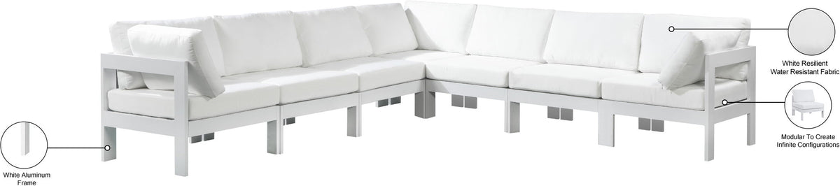 Nizuc - Outdoor Patio 7 Piece Modular Sectional With White Frame