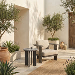 Ciela - Outdoor Round Sintered Stone Side Table With Pedestal Aluminum Base - Dark Bronze