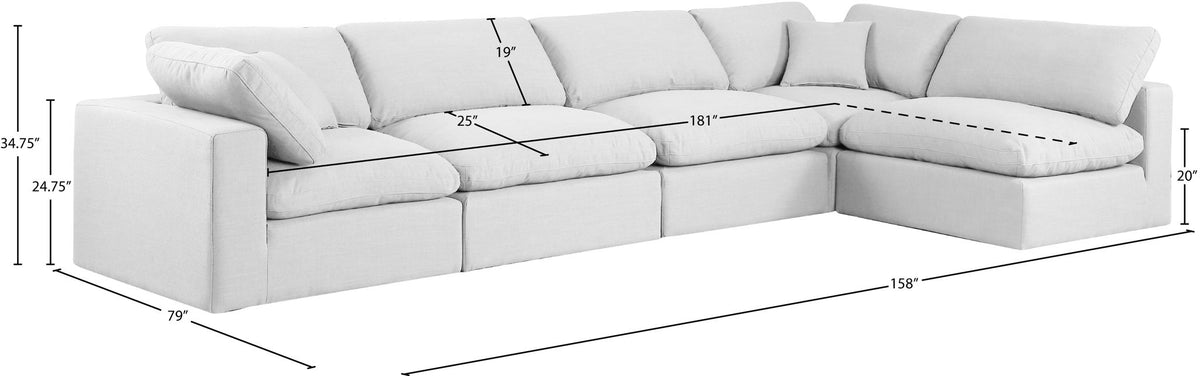 Comfy - 5 Piece Linen Modular Sectional