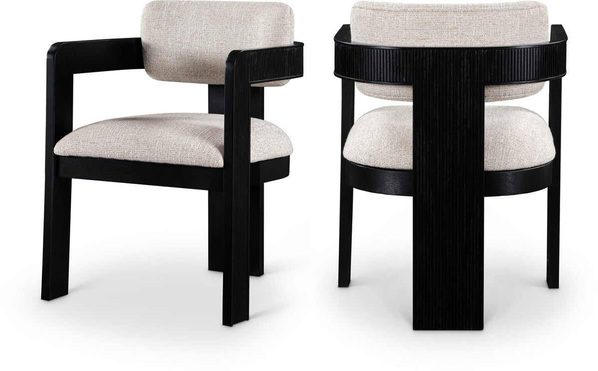 Sacha - Linen Dining Chair With Black Base (Set of 2)