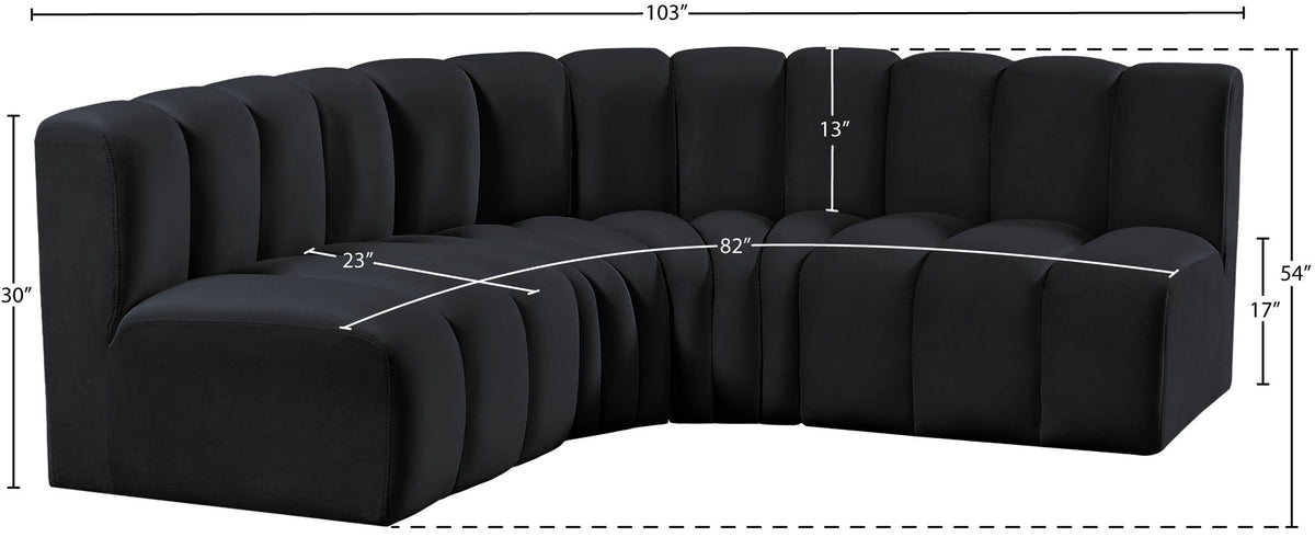 Arc - Velvet 4 Piece Corner Modular Sofa