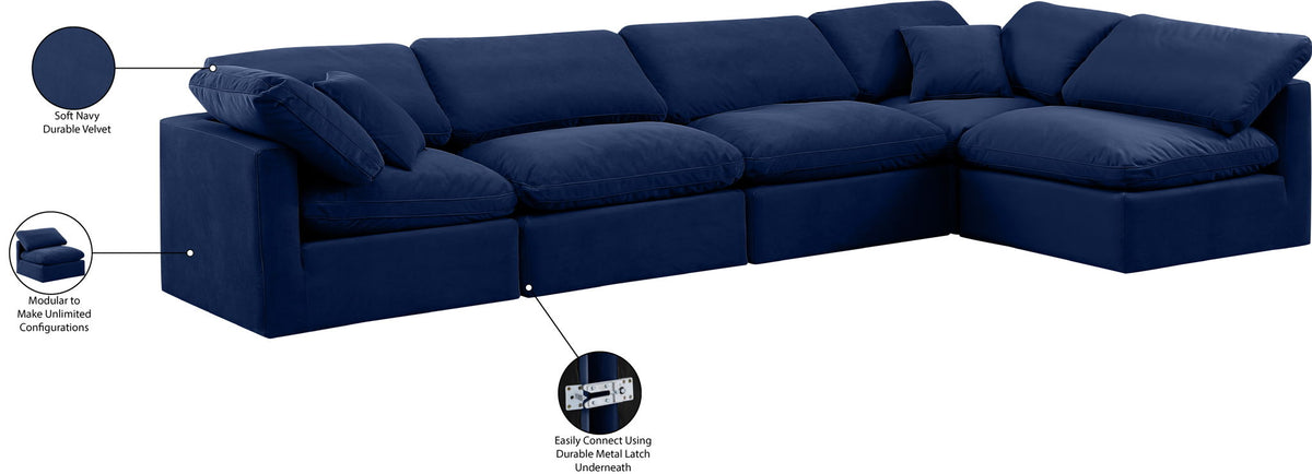 Indulge - Velvet 5 Piece Modular Sectional